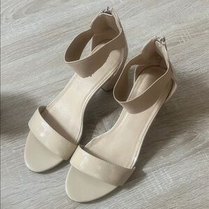 Chic Patent Leather Beige Women's Heels